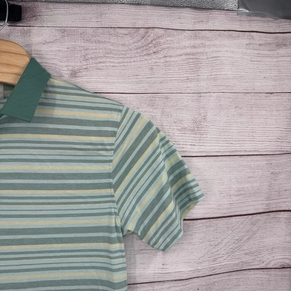 Linksoul Striped‎ Polo Shirt Mens Size Large Short Sleeve Golf Casual Green - Picture 3 of 10